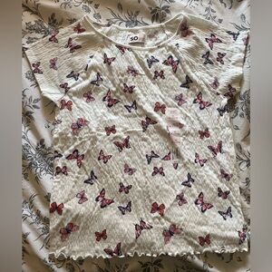 SO texture tee with Butterfly Design
